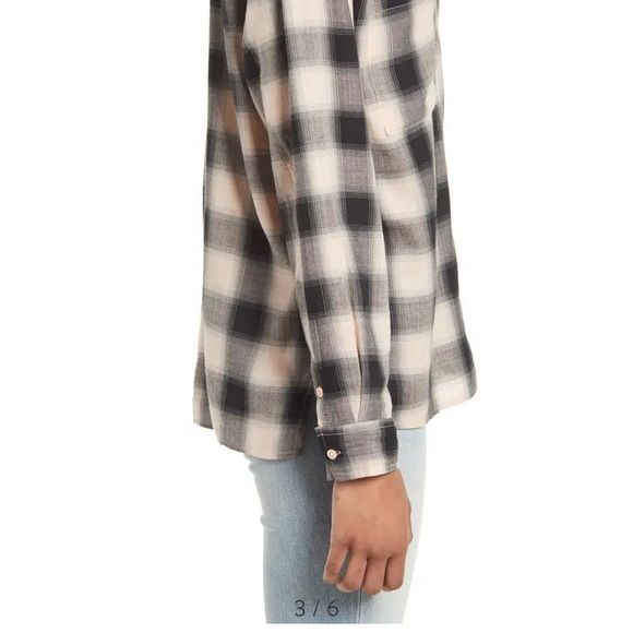 NWT High/Low Plaid Button-Up Shirt - Picture 3 of 9